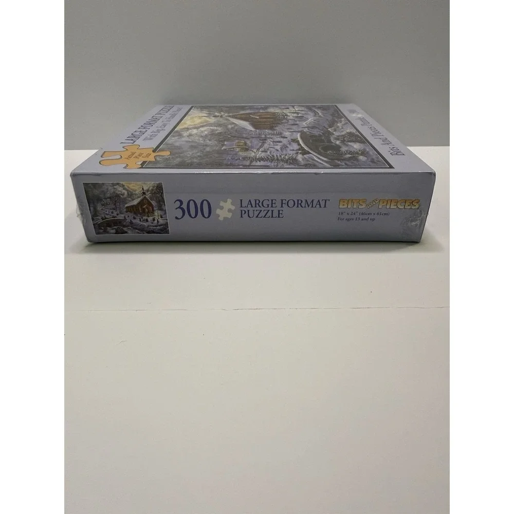 Bits And Pieces Large Format Puzzle 300 Pieces Winter Church Scene Easy Handle S
